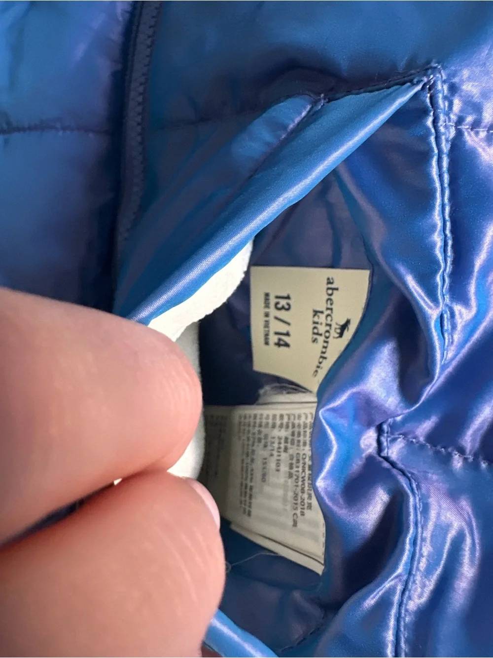 Abercrombie & Fitch Iridescent Blue Hooded Puffer Jacket